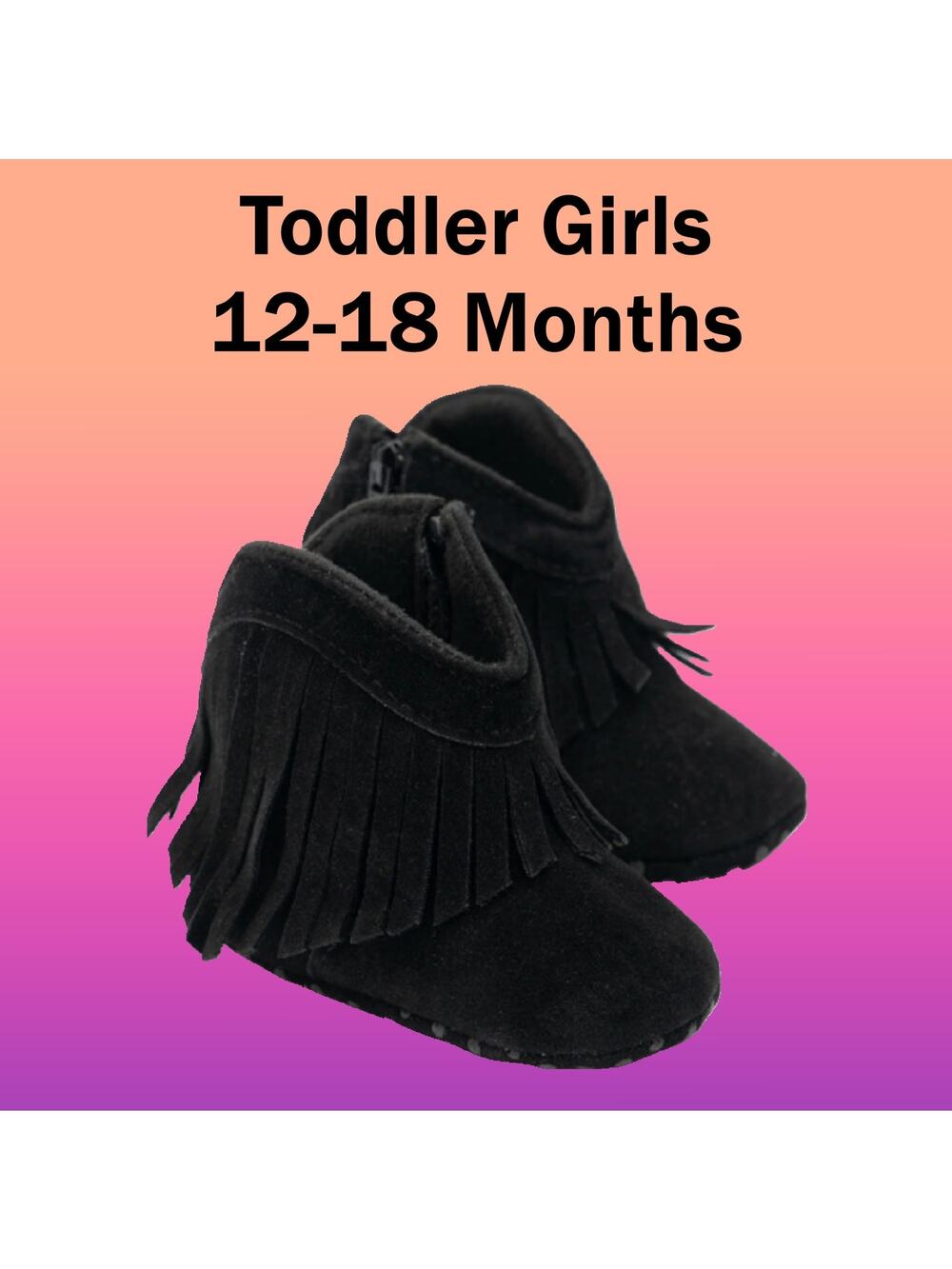 Infant Prewalker Size (12-18 Months) Fringe Style Zip Up Boots